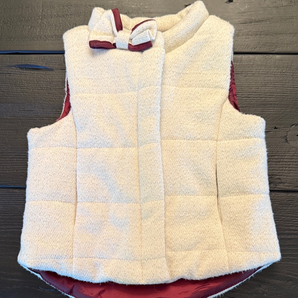 Max Studio Cream and Red Kids Vest with Bow